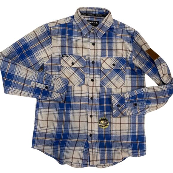 Howitzer Blue Plaid Button-Down Flannel Long Sleeve Shirt Size 100% Cotton Small - Picture 4 of 10